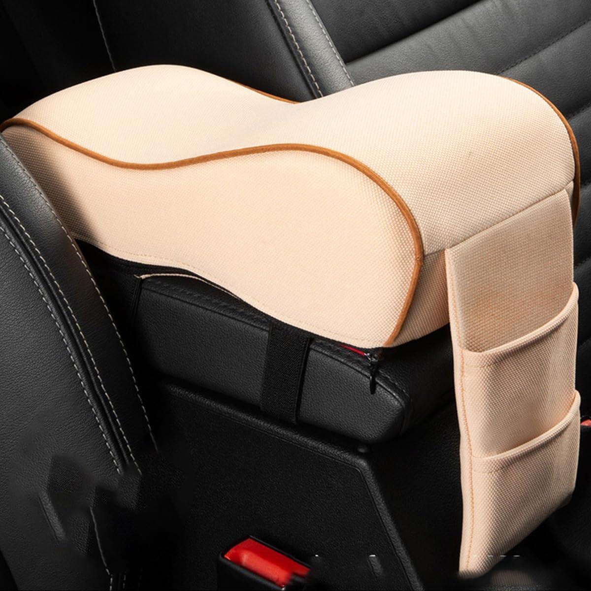 Auto Center Console Armrest Pillow Pad, Car Armrest Cushion Soft Memory Foam with Phone Holder Storage, Pockets Bag Seat Cushion Universal Fit for Most Car (Black & Red) - Oliver Autosports