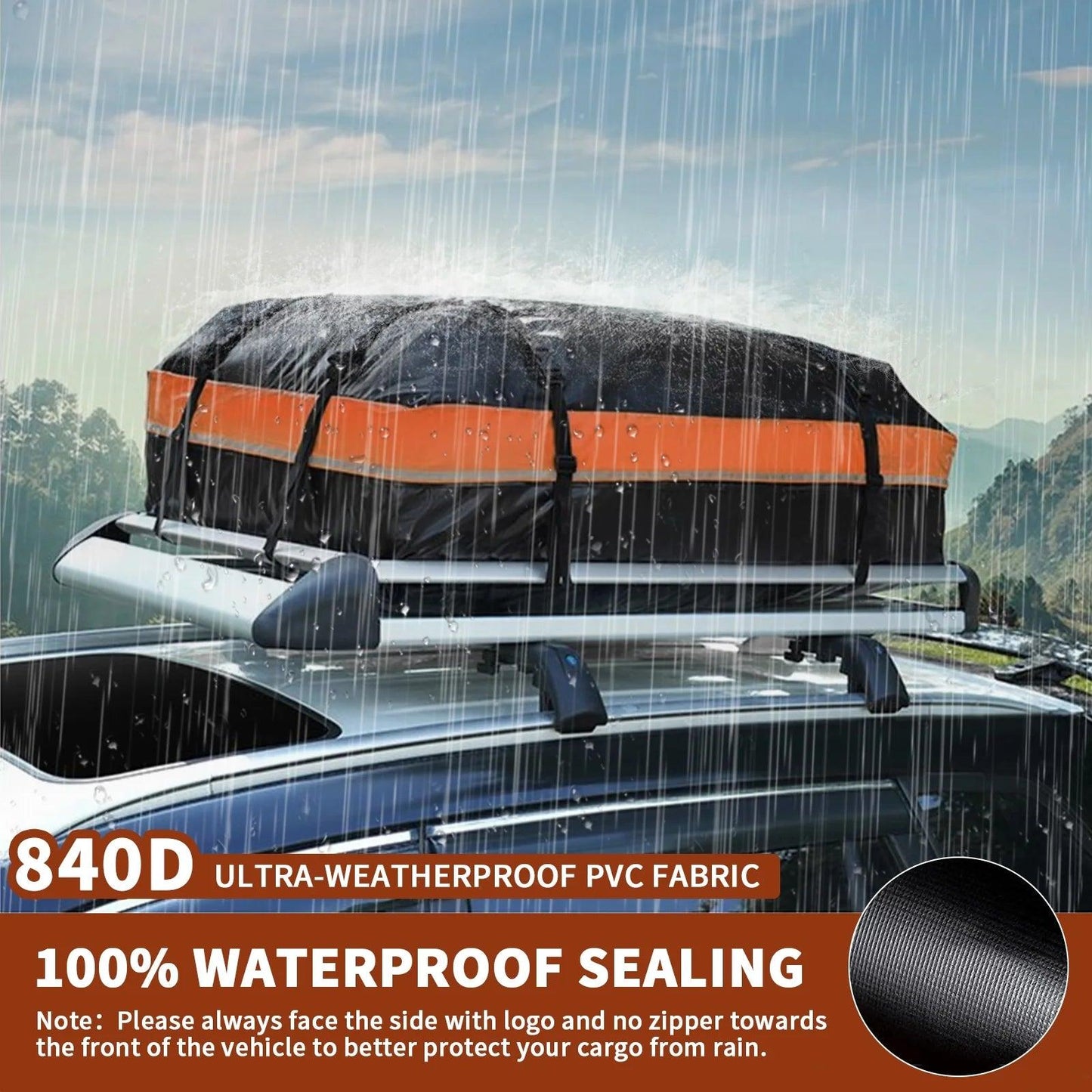 Car Rooftop Cargo Carrier Bag, 21 Cubic Feet 100% Waterproof Heavy Duty 840D Car Roof Bag for All Vehicle With/Without Racks - Oliver Autosports