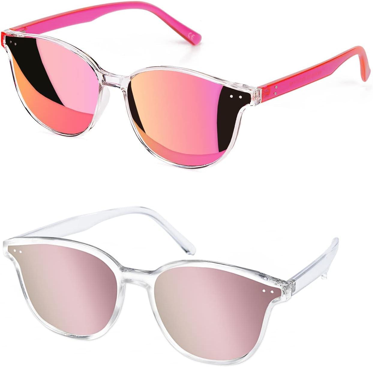 Sunglasses Womens, Cat Eye Pink Sunglasses for Women with Mirrored Trendy Lens UV400 Blocking - Oliver Autosports