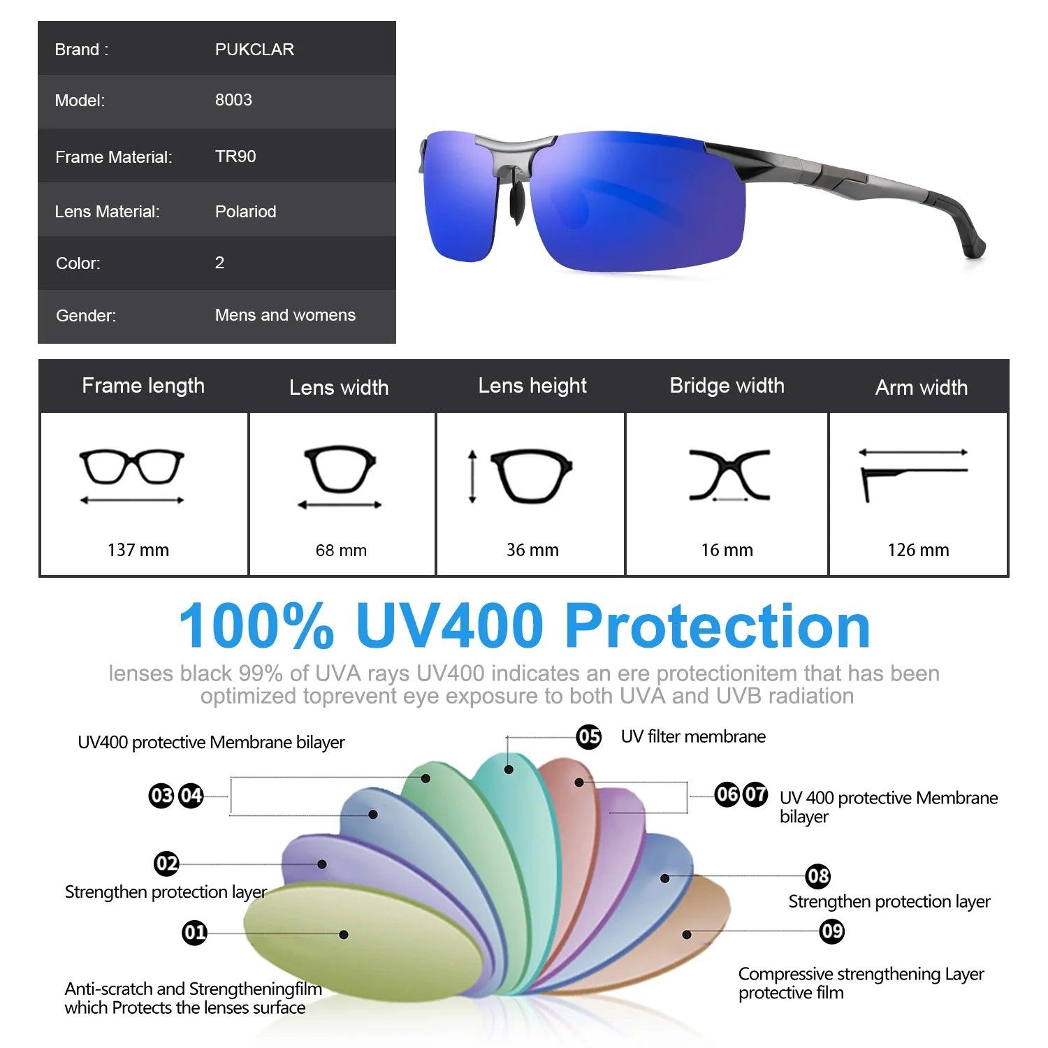 Mens Driving Sunglasses Polarized Sports Sunglasses Al-Mg Metal Frame Cycling Fishing Golf Goggles - Oliver Autosports