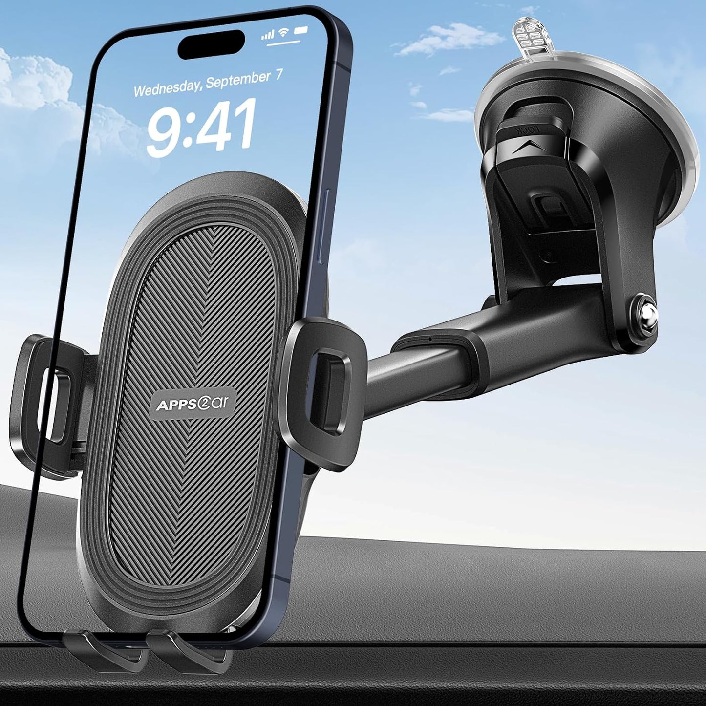 Suction Cup Phone Mount, Universal Phone Holders for Your Car Windshield/Dashboard/Window, Cell Phone Holder Car with Sticky Gel Pad, Compatible with Iphone, Samsung, All Cellphone - Oliver Autosports