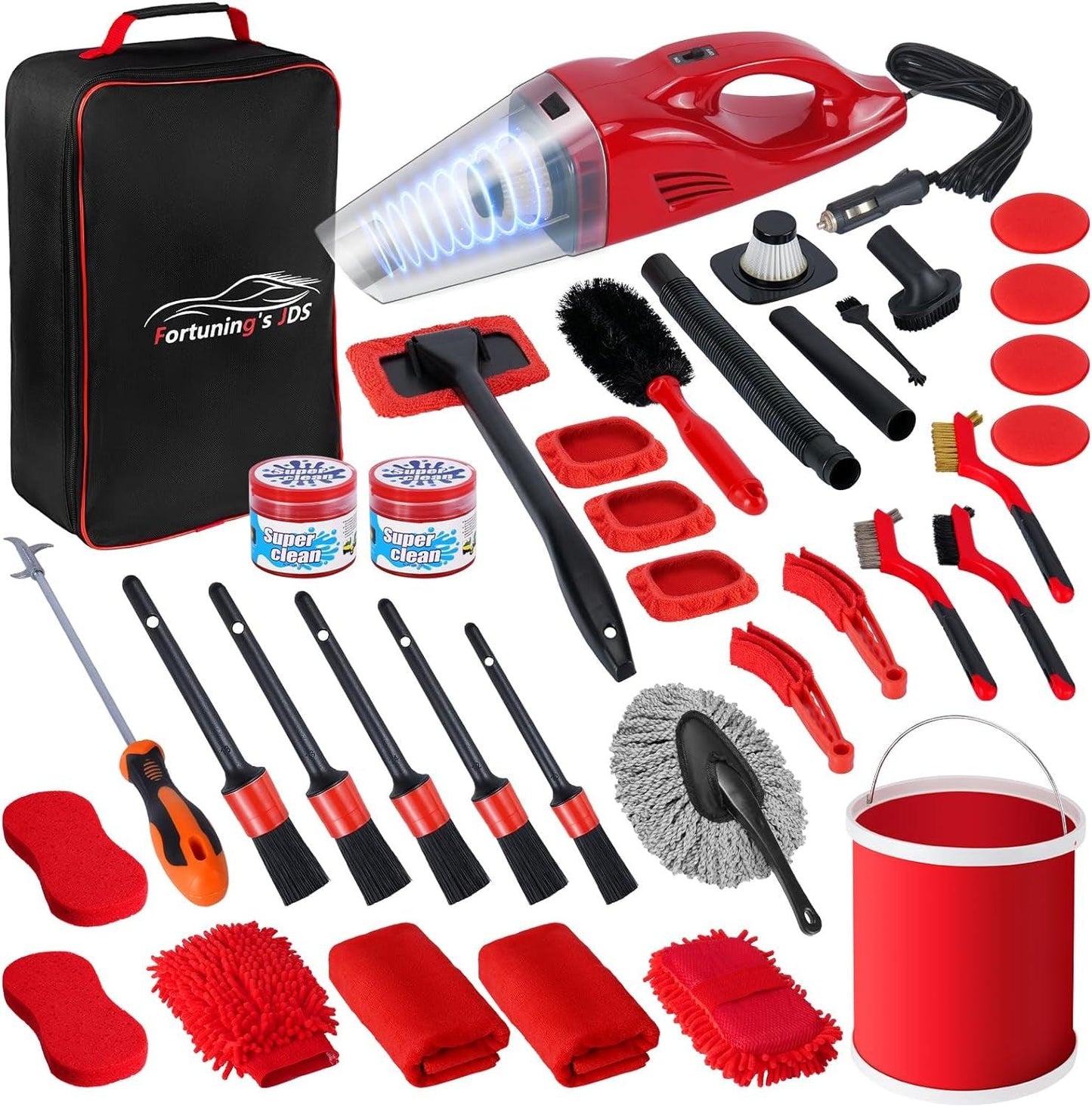 37PCS Car Detailing Kit Interior Cleaner, Auto Detailing Kit, Car Vacuum Car Interior Detailing Kit, Car Wash Kit with Bucket Detailing Brush Set Car Accessories for Motorcycle, Cars, Bikes, Wheels - Oliver Autosports