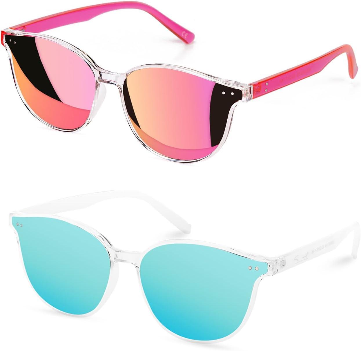 Sunglasses Womens, Cat Eye Pink Sunglasses for Women with Mirrored Trendy Lens UV400 Blocking - Oliver Autosports