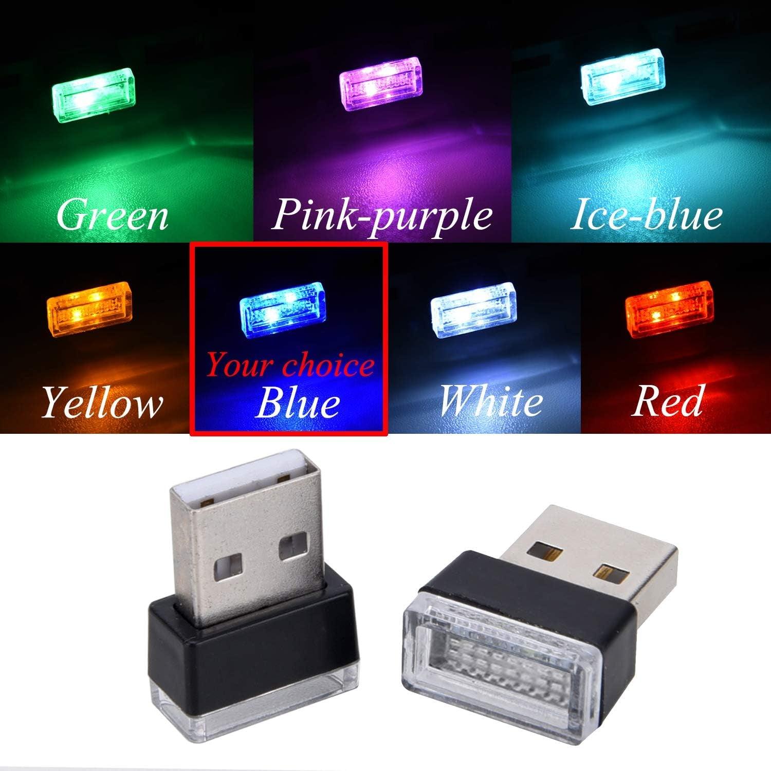 4Pcs Blue USB Car Interior Atmosphere Lamps, Universal Mini Led USB Lights for Car Decoration, Lighting - Oliver Autosports