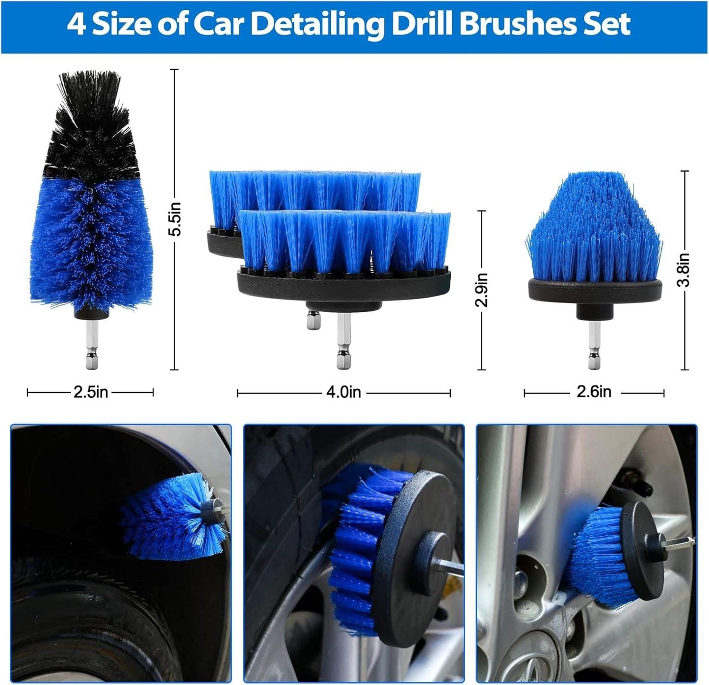 35PCS Car Detailing Brush Kit, Car Exterior Interior Cleaning Detail Brushes Set, House Bathroom Cleaner Tools (Wash Mitt, Towels and Sponge, Windshield Tool, Wheels, Leather, Air Vents), Blue - Oliver Autosports