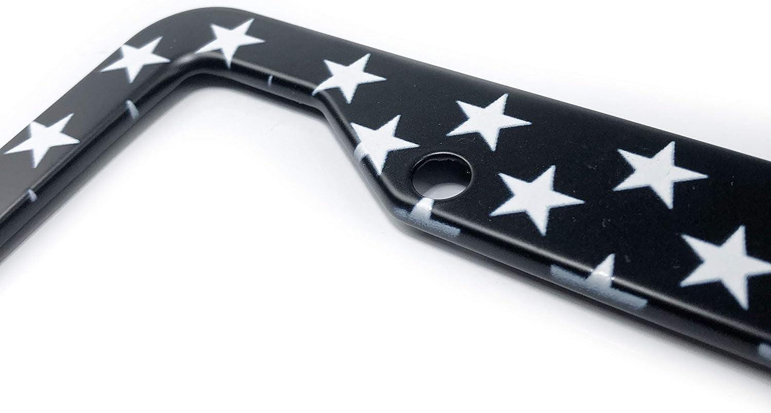 Black American Flag License Plate Frame American Flag Car Tag Frame US License Plate Holder United States Flag License Plate Cover 4 Holes and Screws - Oliver Autosports