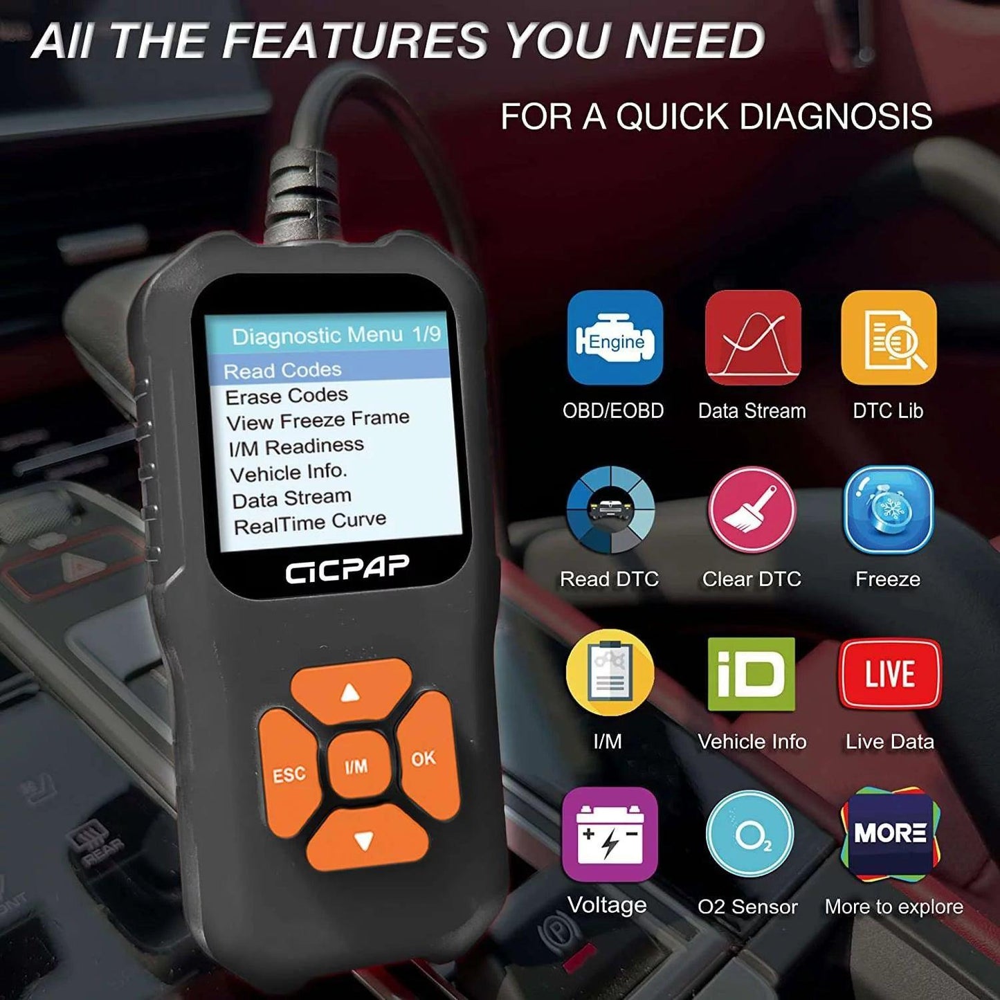 Car OBD2 Scanner Code Reader, Engine Fault Car Diagnostic Tool for Quick Error Code Detection, Enhanced Diagnostic Scan Tool with Code Reading Function - Elite Edition - Oliver Autosports