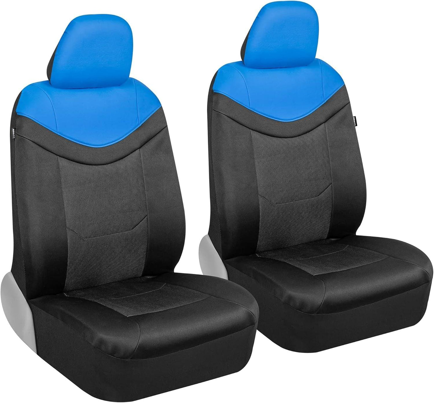 Premium Luxesport Blue Car Seat Covers for Front Seats, 2 Pack – Automotive Seat Protectors with Comfortable Mesh Back & Faux Leather Headrest, Interior Covers for Car Truck Van SUV - Oliver Autosports