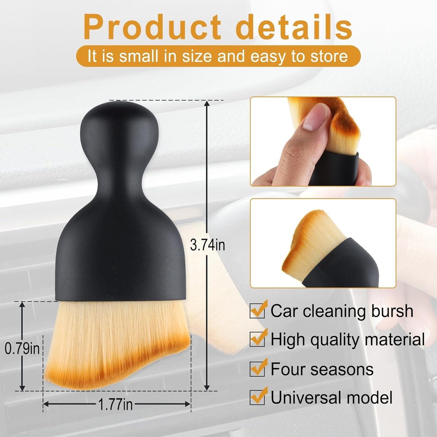 Car Dust Brush Interior, Brown Car Detailing Brush, Automotive Interior Dusting Brush, Car Cleaning Brush, Soft Bristle Cleaning Brush, Scratch-Free Car Accessories Interior - Oliver Autosports