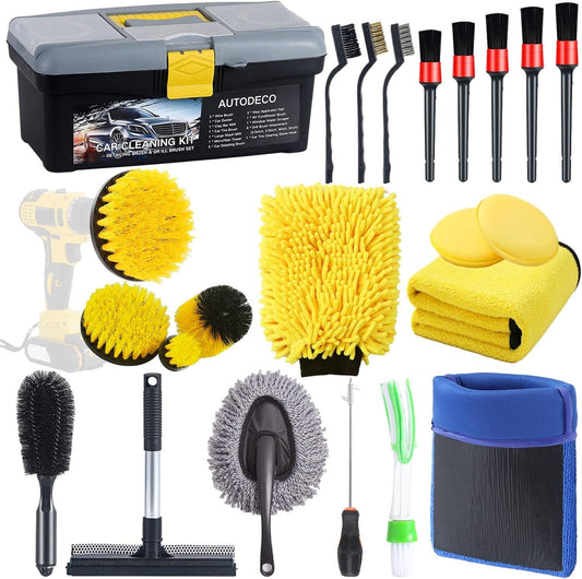 23Pcs Car Detailing Kit - Clay Mitt for Car Detailing, Car Detailing Brush Set, Drill Brush Set, Car Wash Cleaning Tools Kit for Interior Exterior Wheels - Oliver Autosports