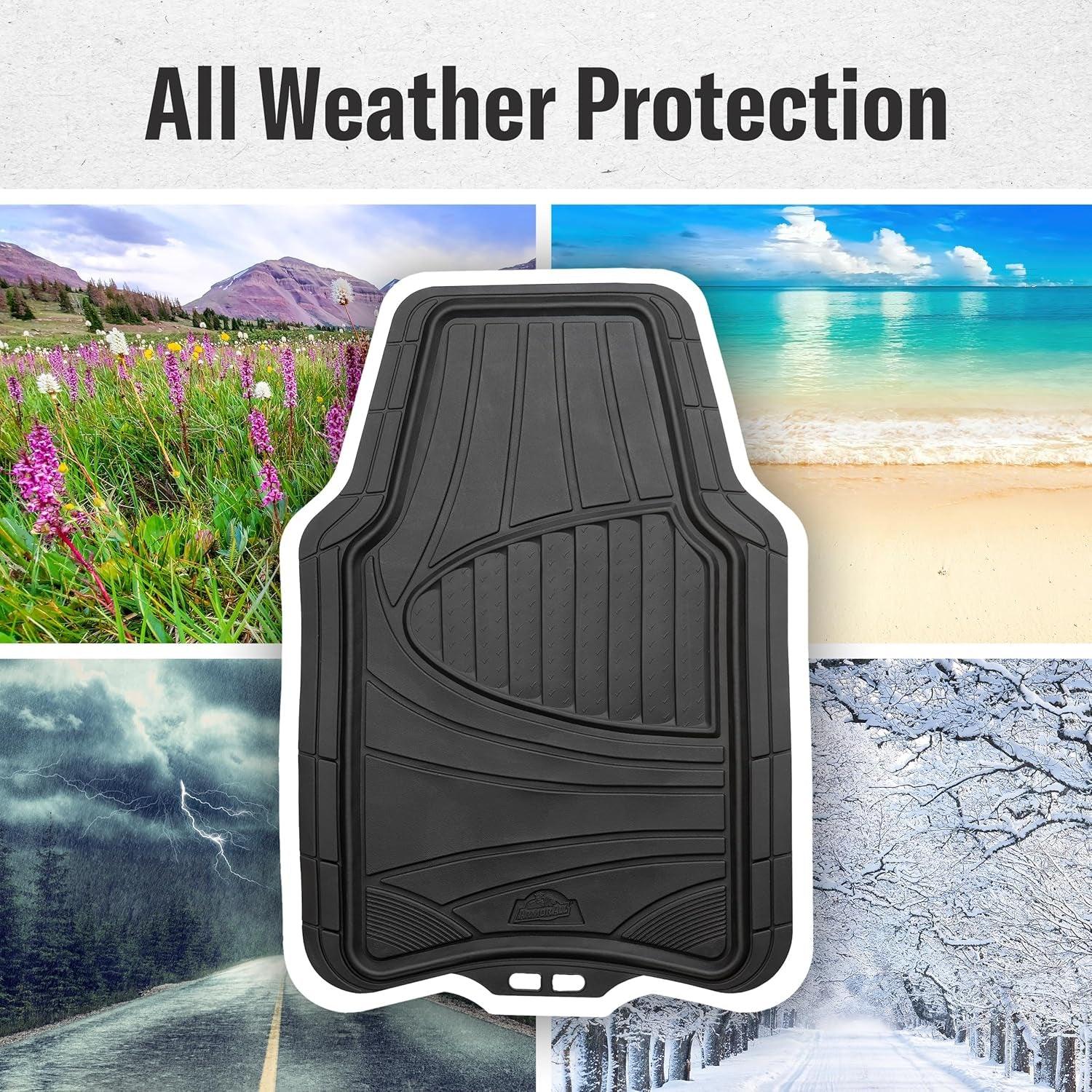 4-Piece Floor Mats, All-Weather Car Mats, Trim-To-Fit Floor Liner, Full Coverage Automotive Floor Mats, Custom Fit Floor Mats for Cars, Trucks, Suvs -- Black - Oliver Autosports