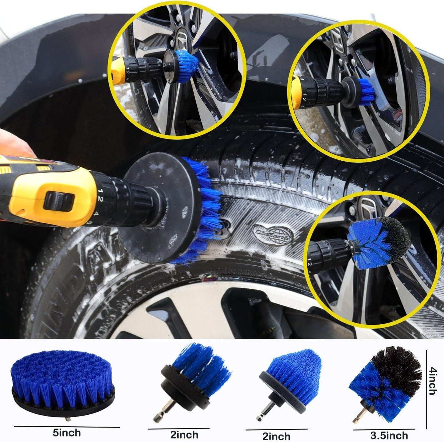 58PS Car Detailing Kit with 3Inch Sanding Disc,Car Detailing Brushes,Car Drill Polishing Kit,Wool Sponge Drill Buffing Pad,Car Drill Buffer Wax Attachment,Car Cleaning Kit for Interior,Exterior,Wheels - Oliver Autosports