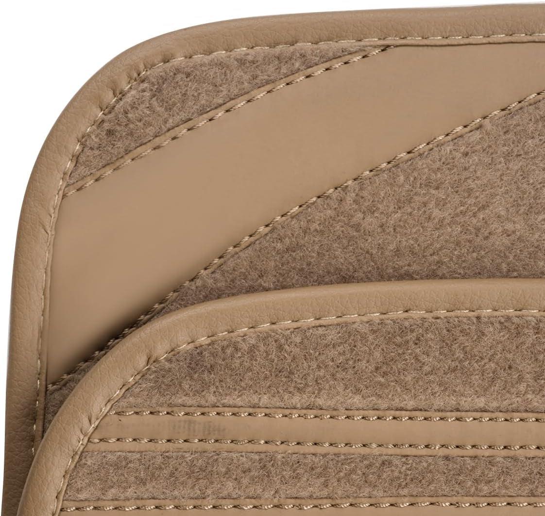 Beige Car Floor Mats, Edge Leather Waterproof Car Mats with Double Stitch Line and Anti-Slip Backing Design, Fit 95% Automotive,Suvs,Sedan,Vans (Pure Beige) - Oliver Autosports