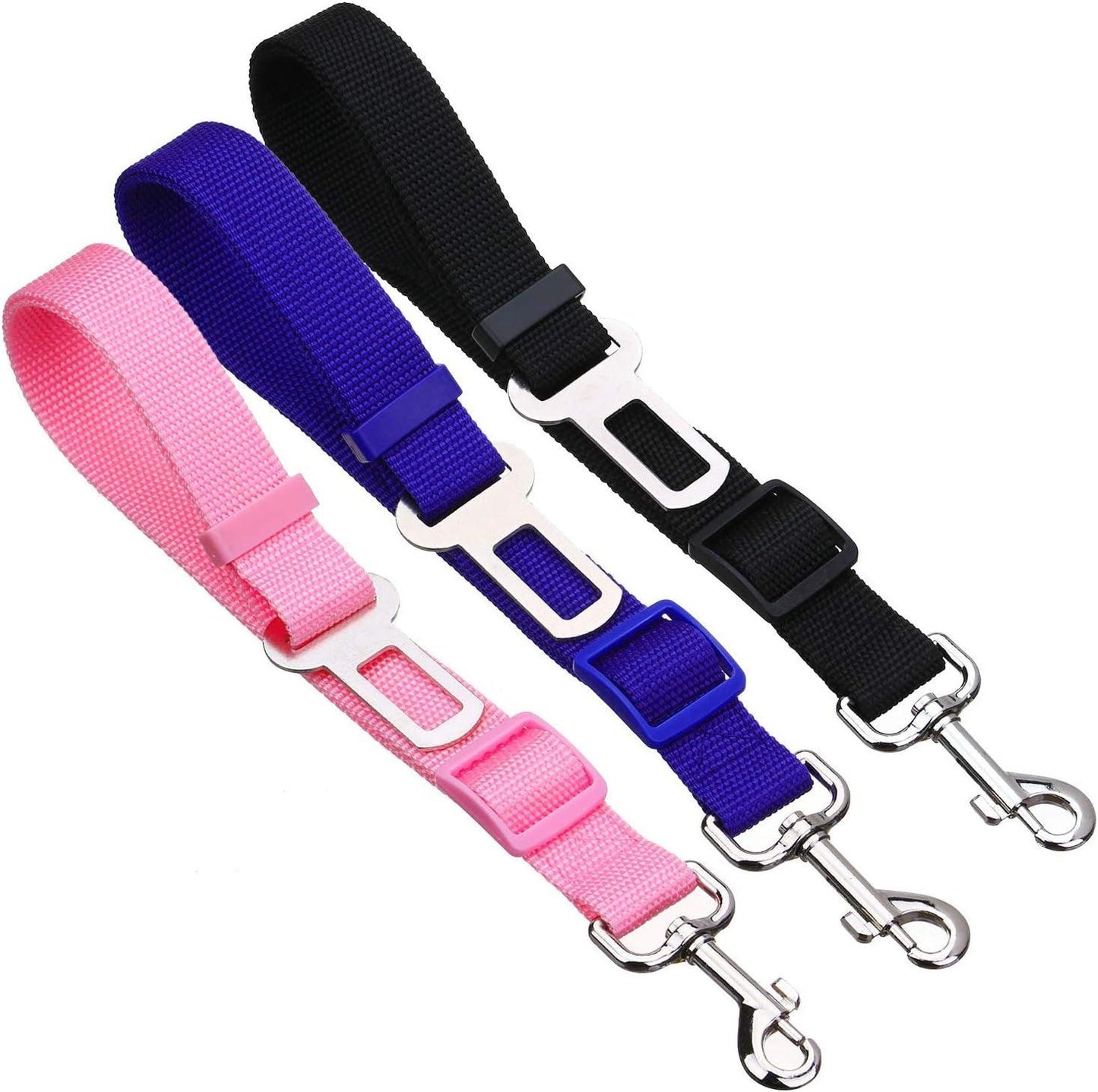 2 Packs Adjustable Length Pet Dog Cat Car Seat Belt Pet Seat Belt Pet Accessories for Dogs Cats and Pets (Black Pink) - Oliver Autosports