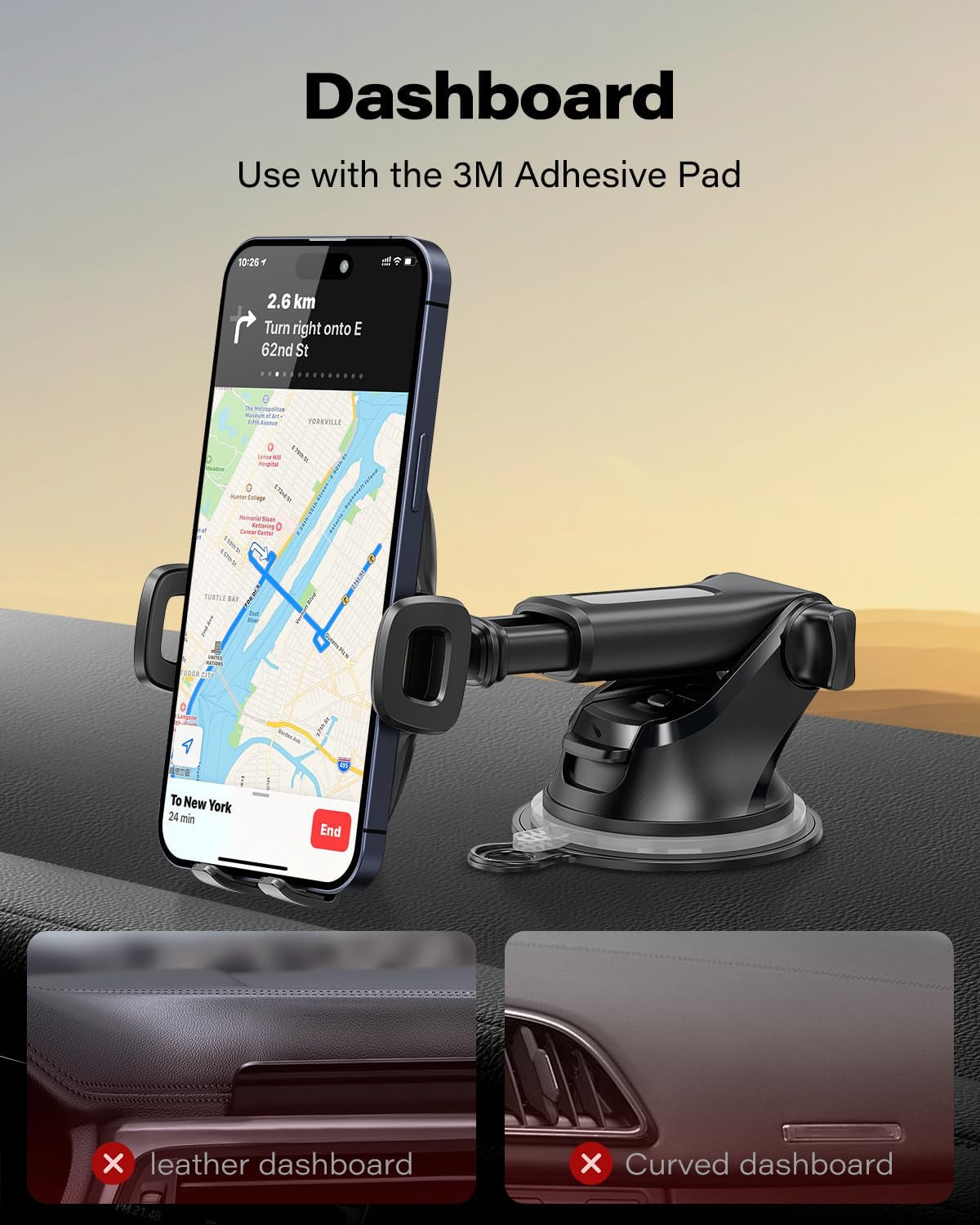 Suction Cup Phone Mount, Universal Phone Holders for Your Car Windshield/Dashboard/Window, Cell Phone Holder Car with Sticky Gel Pad, Compatible with Iphone, Samsung, All Cellphone - Oliver Autosports