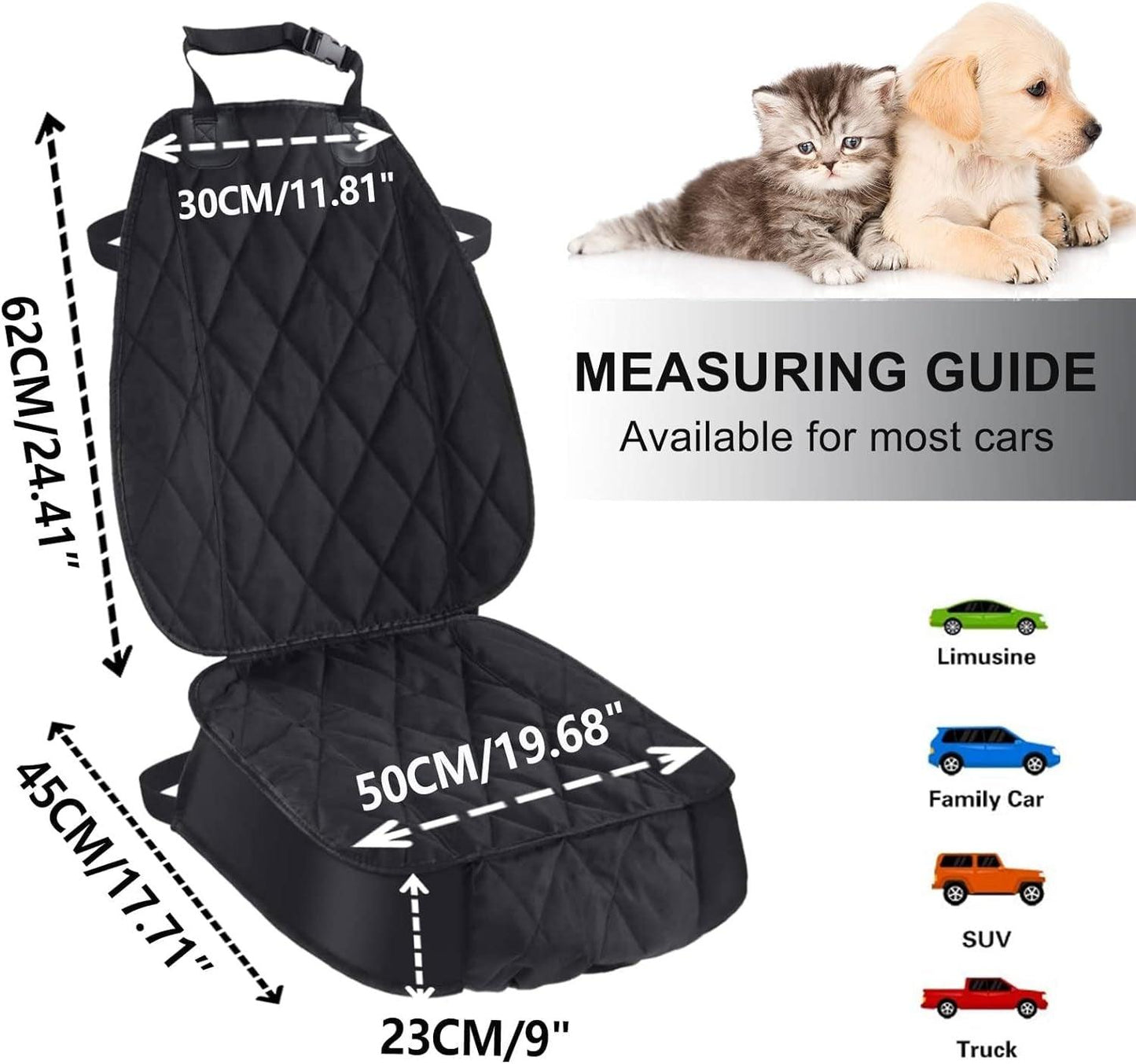 Dog Seat Cover Cars Trucks Suvs, Thick 600D Waterproof Pet Car Seat Cover Dog, Heavy Duty & Wear-Resistant Durable Nonslip Backing with Side Flaps, Scratchproof Dog Front Seat Cover - Oliver Autosports