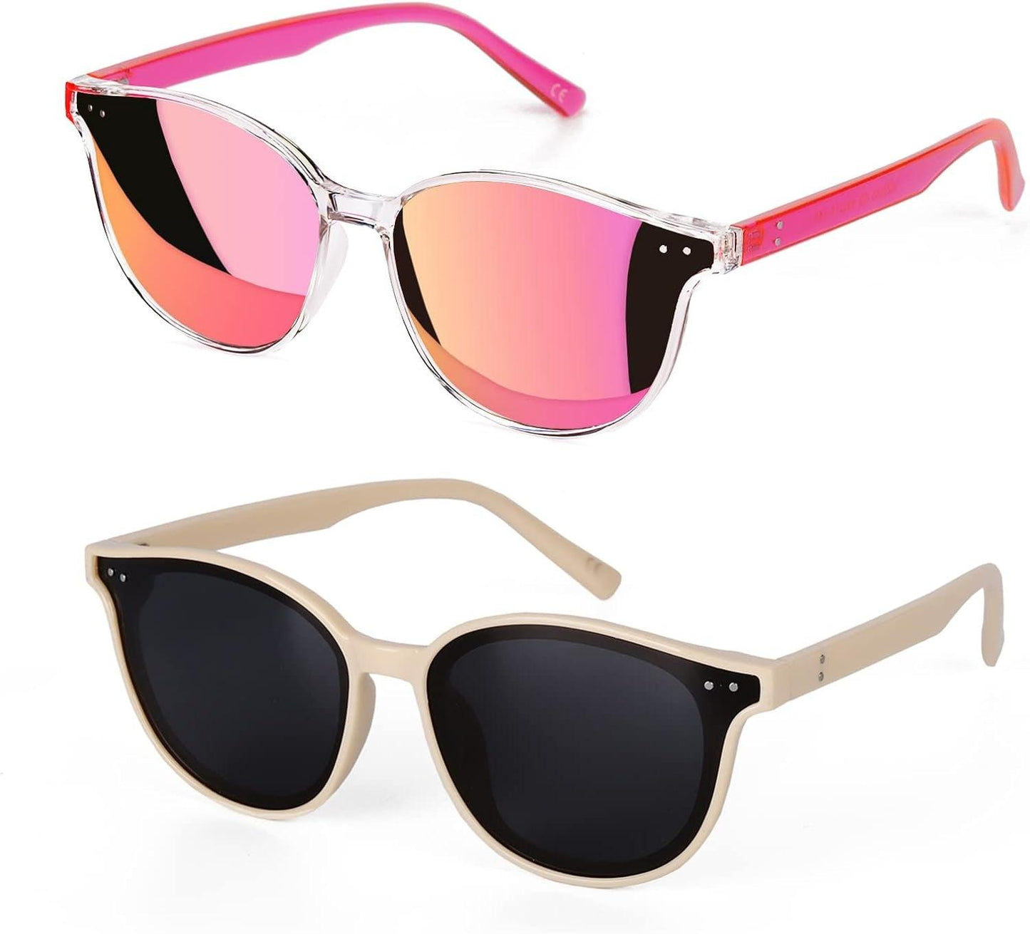 Sunglasses Womens, Cat Eye Pink Sunglasses for Women with Mirrored Trendy Lens UV400 Blocking - Oliver Autosports