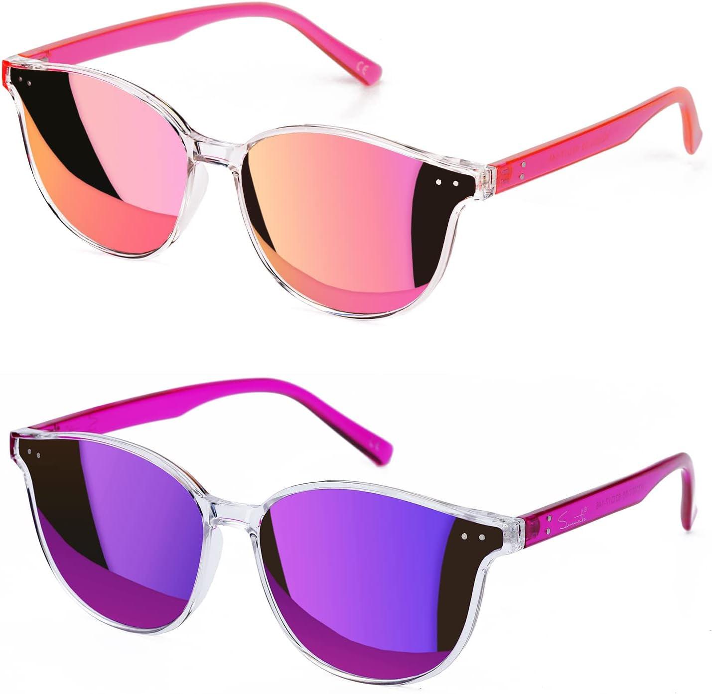 Sunglasses Womens, Cat Eye Pink Sunglasses for Women with Mirrored Trendy Lens UV400 Blocking - Oliver Autosports